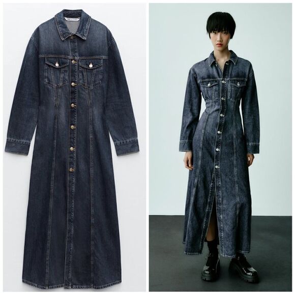 ZARA TRF DENIM DRESS - Picture 3 of 12